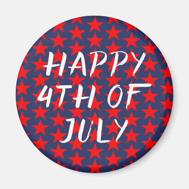 Red And Blue Happy 4th of July Magnet (Front)
