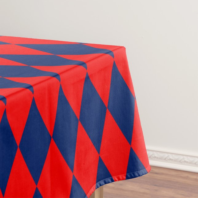 Red and Blue Harlequin Checkered Design  Tablecloth (Creator Uploaded)