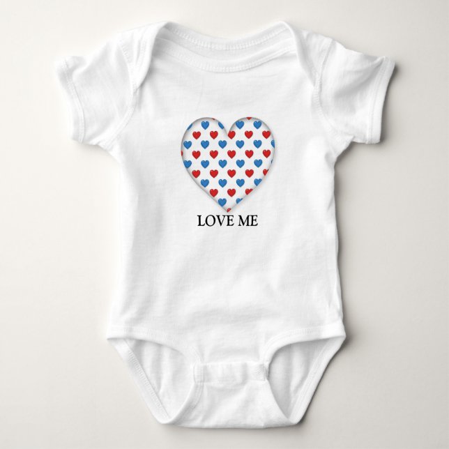 Red and Blue Heart Baby Bodysuit (Front)