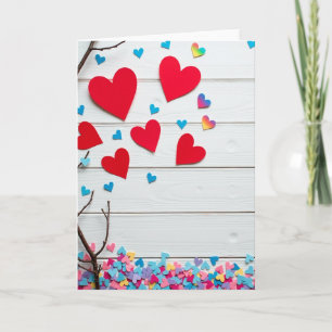 Red And Blue Heart Pattern Card