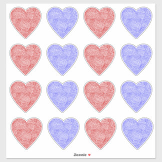 Red and Blue Heart Stickers