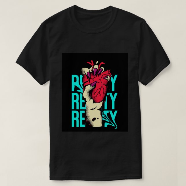 Red and Blue Heart Streetwear T-Shirt (Design Front)