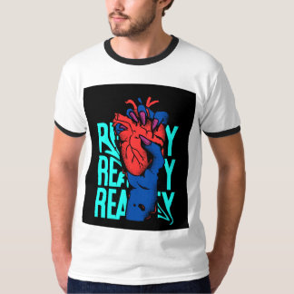 Red and blue Heart streetwear t-shirt Design 