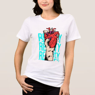 Red and Blue Heart Streetwear T-Shirt Design Tri-Blend Shirt