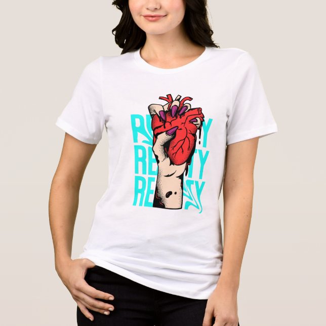 Red and Blue Heart Streetwear T-Shirt Design Tri-Blend Shirt (Front)