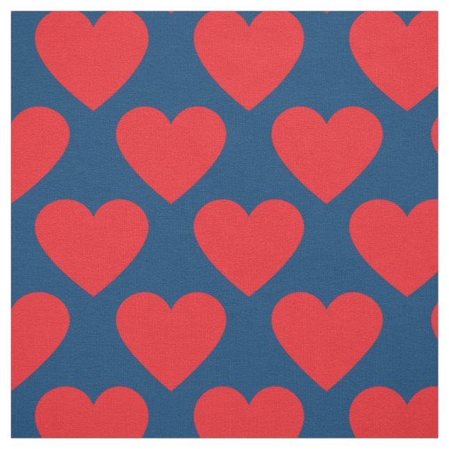 Red and Blue Hearts Fabric (Swatch)