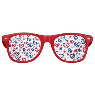 Red and Blue Hearts Retro Sunglasses