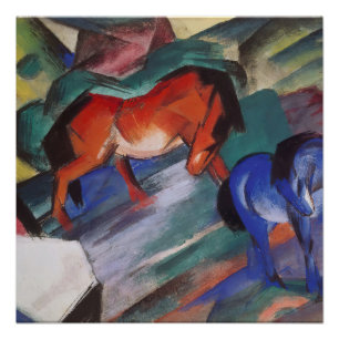  Red and Blue Horses  Poster