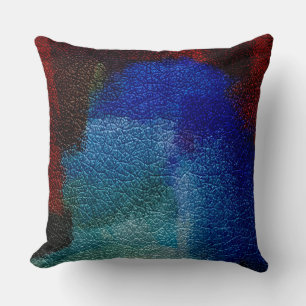 Red and Blue Leather Look Cushion