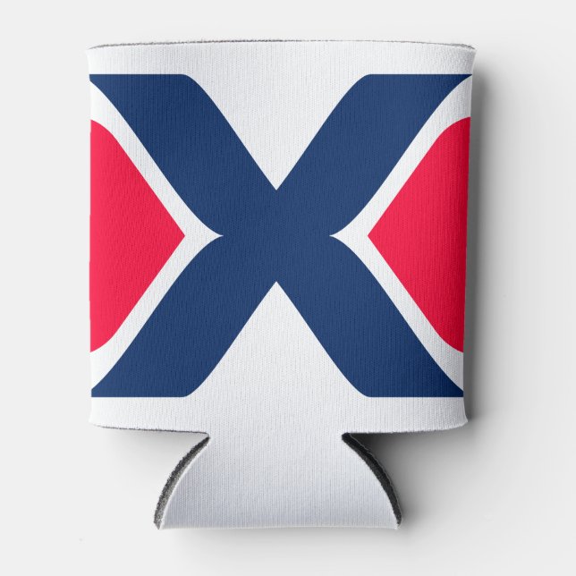 Red and blue Letter X Monogram Can Cooler (Front)