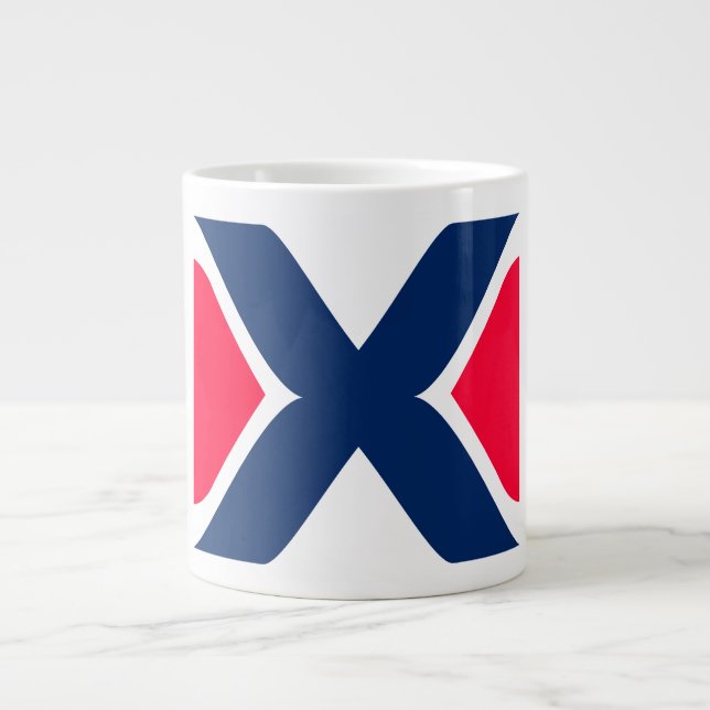 Red and blue Letter X Monogram Large Coffee Mug (Front)