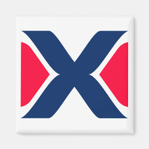 Red and blue Letter X Monogram Magnet