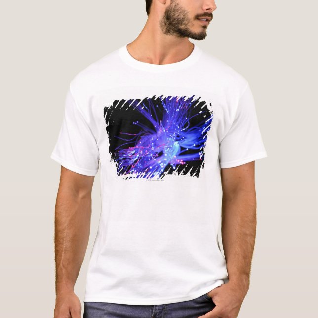 Red and blue light from fibre optic T-Shirt (Front)