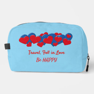 Red and Blue Love Hearts on light blue background Dopp Kit