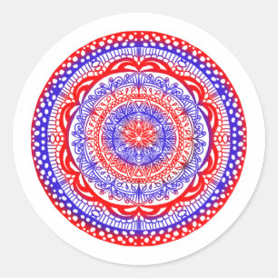 Red and blue mandala stickers