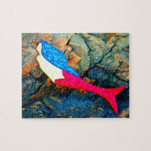red and blue mermaid jigsaw puzzle
