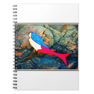 red and blue mermaid spiral notebook