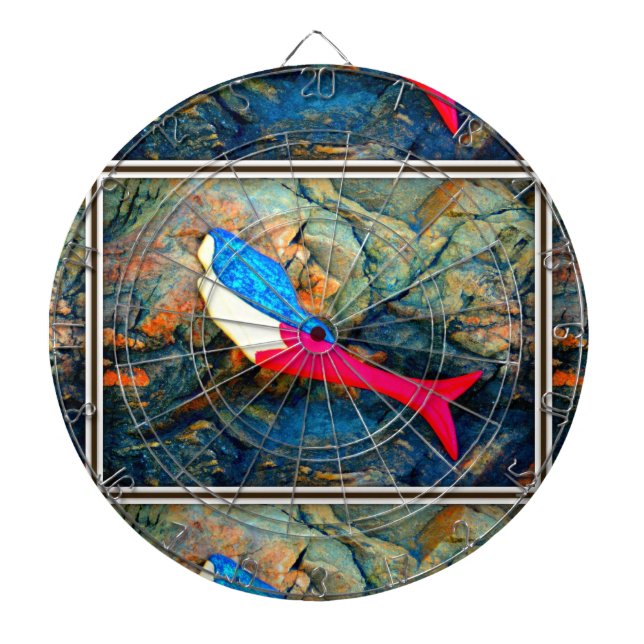red and blue mermaid underwater dartboard (Front)