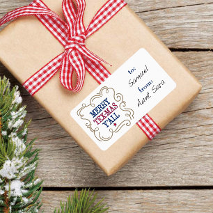Red and Blue Merry Tex-Mas Y'all Gift Tag Sticker