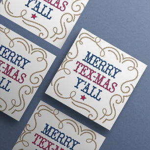 Red and Blue Merry Tex-Mas Y'all Holiday Card