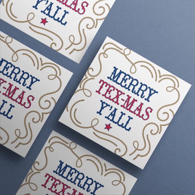 Red and Blue Merry Tex-Mas Y'all Holiday Card (Creator Uploaded)
