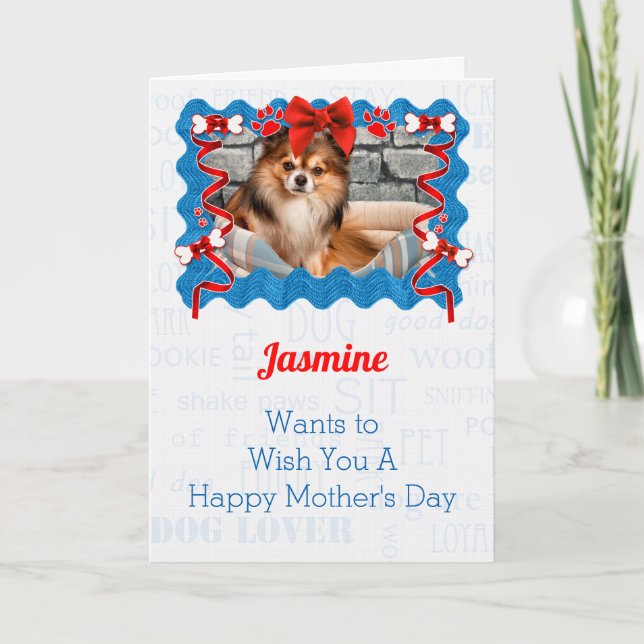 Red and Blue Mother's Day from the Dog Card (Front)