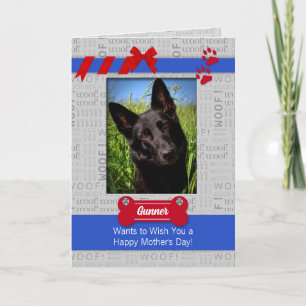 Red and Blue Mother's Day from the Dog Photo Card