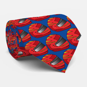 Red and Blue Motorbike Motorcyclist Patterned Tie