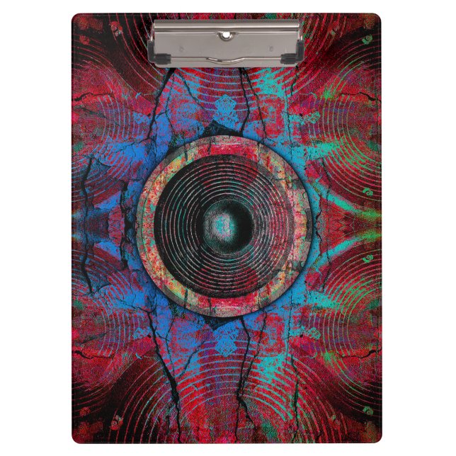 Red and blue music speakers clipboard (Front)
