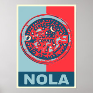 Red and Blue NOLa Water Metre Poster