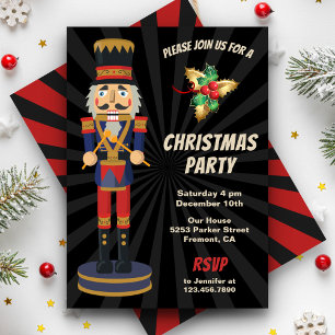 Red and Blue Nutcracker Holiday Christmas Party Invitation