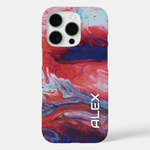 Red and Blue Paint Swirl – Abstract Fluid Pattern iPhone 16 Pro Case