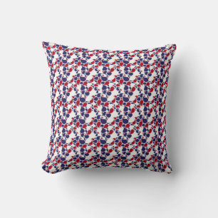 Red and blue paisley cushion