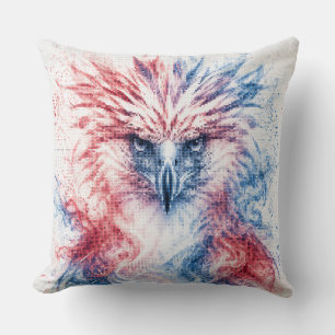 Red and Blue Philippines Eagle Geometric Art Cushion