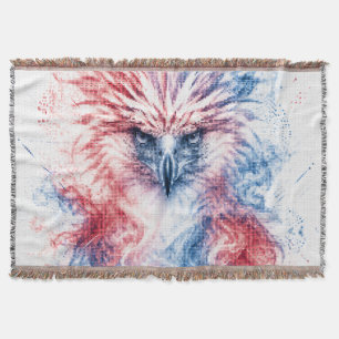 Red and Blue Philippines Eagle Geometric Art Throw Blanket