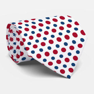 Red and Blue Polka Dots Pattern Neck Tie