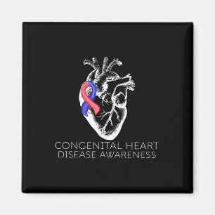 Red And Blue Ribbon Congenital Heart Disease Aware Magnet