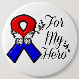 Red and Blue Ribbon For My Hero 6 Cm Round Badge