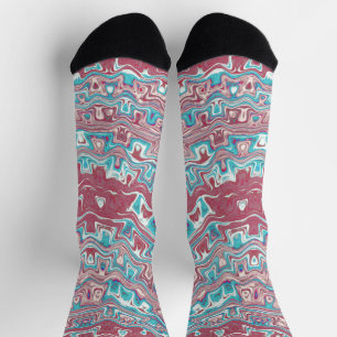 Red and Blue Ripples  Socks