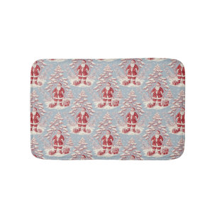 Red and Blue Santa Toile Chinoiserie Bath Mat