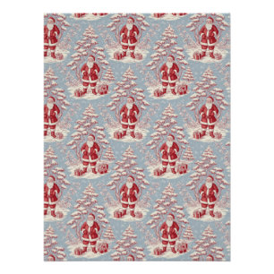 Red and Blue Santa Toile Chinoiserie Poster
