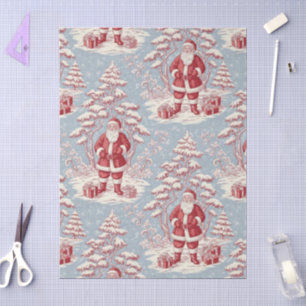Red and Blue Santa Toile Chinoiserie Tissue Paper