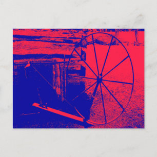 Red and Blue Spindle Wheel Postcard