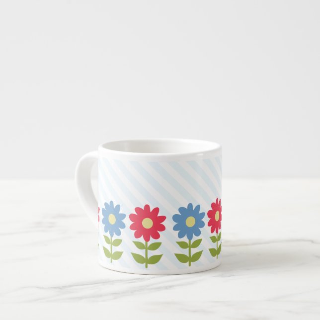 Red and Blue Spring Flowers Espresso Cup (Front Left)