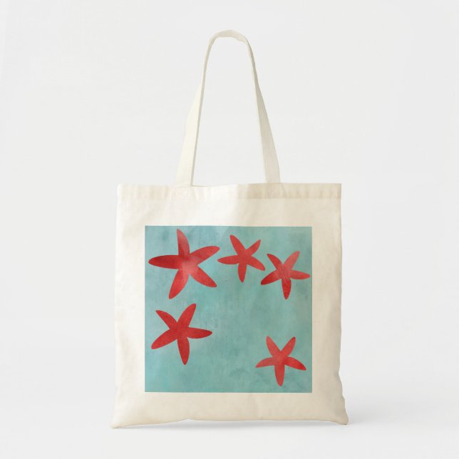 Red and Blue Starfish Tote Bag (Front)