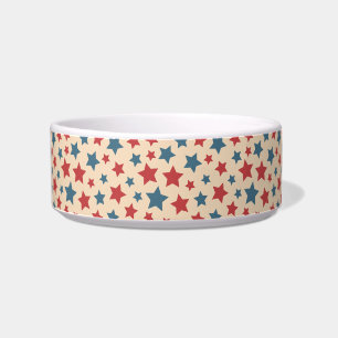 Red and Blue Stars, 4th of July, Beige Background Bowl