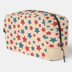 Red and Blue Stars, 4th of July, Beige Background Dopp Kit