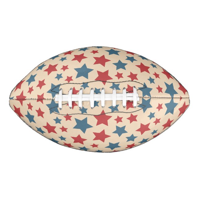 Red and Blue Stars, 4th of July, Beige Background Football (Front)