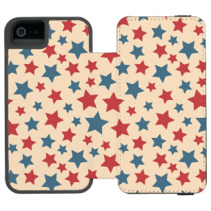 Red and Blue Stars, 4th of July, Beige Background Incipio Watson™ iPhone 5 Wallet Case