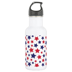Red and Blue Stars, 4th of July, White Background 532 Ml Water Bottle